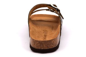 GRUNLAND SARA CB1581 70 NERO scarpe ciabatte donna estive plantare sottopiede sughero fibbie borchie