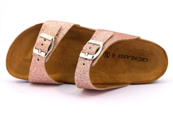 GRUNLAND SARA CB1654 40 CIPRIA rosa scarpe ciabatte donna estive plantare sottopiede sughero fibbie glitter