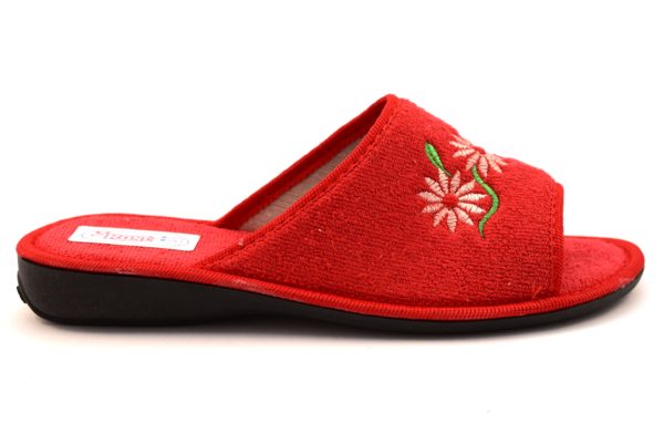 3ROSE 111 ROSSO scarpe ciabatte pantofole donna estive spugna aperte cotone zeppa antiscivolo