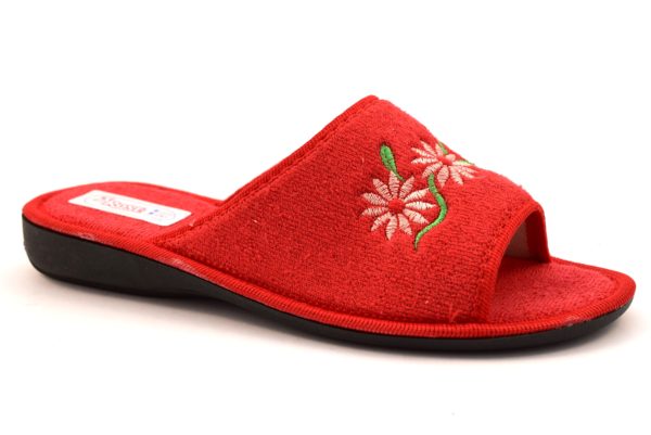 3ROSE 111 ROSSO scarpe ciabatte pantofole donna estive spugna aperte cotone zeppa antiscivolo