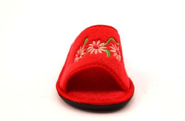 3ROSE 111 ROSSO scarpe ciabatte pantofole donna estive spugna aperte cotone zeppa antiscivolo