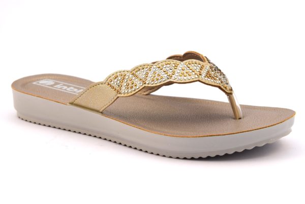 INBLU BM000029 SABBIA beige oro infradito ciabatte estive donna brillantini