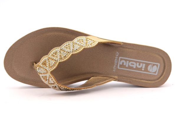 INBLU BM000029 SABBIA beige oro infradito ciabatte estive donna brillantini