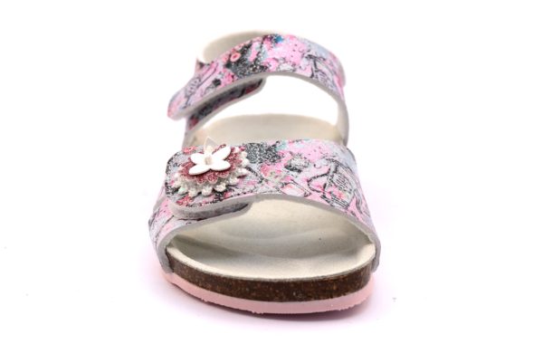 GRUNLAND DEHA SB0269 70 ROSA FANTASIA sandali bambina strappo sughero fiori glitter