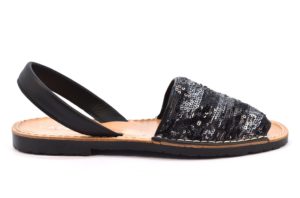 CAFE NOIR MEC920 659 EC920 NERO ARGENTO scarpe sandali bassi fascianti donna minorchine paillettes