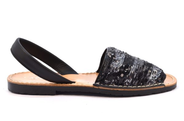 CAFE NOIR MEC920 659 EC920 NERO ARGENTO scarpe sandali bassi fascianti donna minorchine paillettes