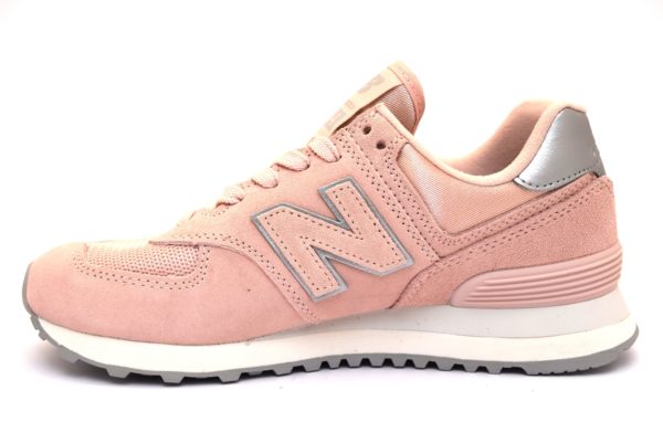 NEW BALANCE WL574OPS ROSA Argento Scarpe Sneaker Donna Stringate Vera pelle