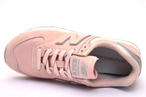 NEW BALANCE WL574OPS ROSA Argento Scarpe Sneaker Donna Stringate Vera pelle