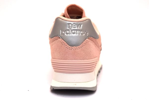 NEW BALANCE WL574OPS ROSA Argento Scarpe Sneaker Donna Stringate Vera pelle
