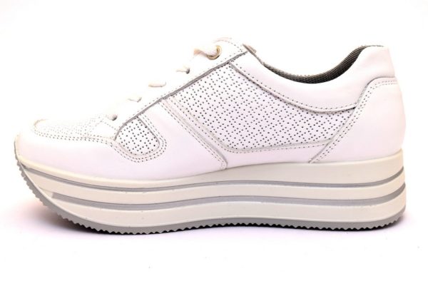 igieco 3160611 bianco scarpe sneaker in vera pelle donna con plantare anatomico estraibile stringata traforata