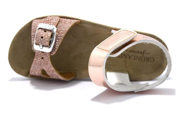 grunland gris sa1797 70 cipria sandali bambina strappi fibia vera pelle brillantini