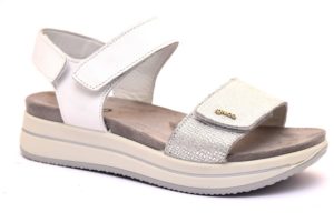 igieco 3169511 bianco argento sandali donna strappo vera pelle sottopiede anatomico scamosciato sandalo estivo