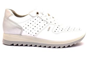igieco 3158811 bianco sneaker scarpe donna zeppa traforata lacci vera pelle tempo libero sottopiede estraibile made in italy