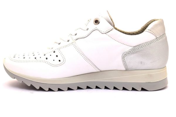 igieco 3158811 bianco sneaker scarpe donna zeppa traforata lacci vera pelle tempo libero sottopiede estraibile made in italy