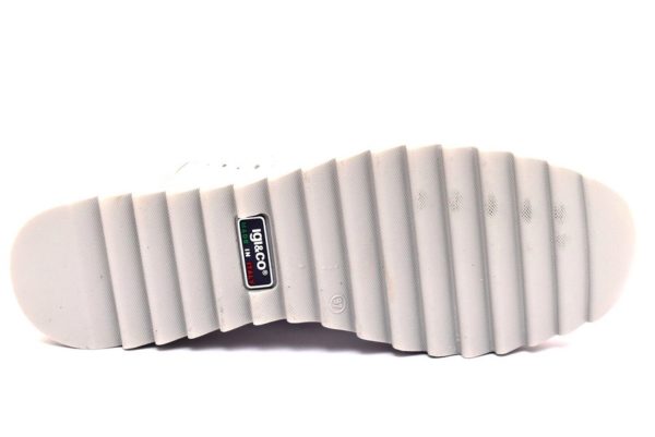 igieco 3158811 bianco sneaker scarpe donna zeppa traforata lacci vera pelle tempo libero sottopiede estraibile made in italy