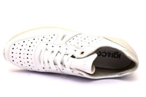 igieco 3158811 bianco sneaker scarpe donna zeppa traforata lacci vera pelle tempo libero sottopiede estraibile made in italy