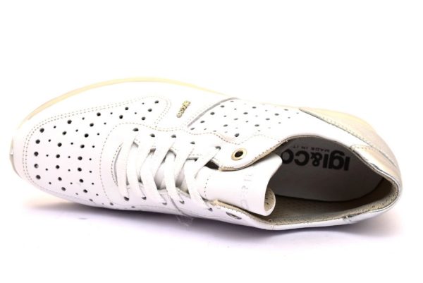 igieco 3158811 bianco sneaker scarpe donna zeppa traforata lacci vera pelle tempo libero sottopiede estraibile made in italy