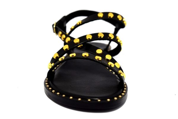cafènoir ige124 010 nero oro ge124 sandali donna cinturino borchie vera pelle