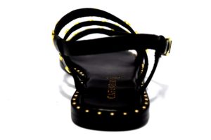 cafènoir ige124 010 nero oro ge124 sandali donna cinturino borchie vera pelle
