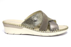 grunland bico ci2036 10 taupe ciabatte ESTIVE DONNA tortora brillantini zeppa vera pelle