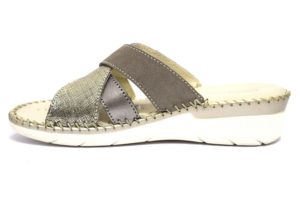 grunland bico ci2036 10 taupe ciabatte ESTIVE DONNA tortora brillantini zeppa vera pelle