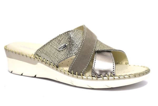 grunland bico ci2036 10 taupe ciabatte ESTIVE DONNA tortora brillantini zeppa vera pelle