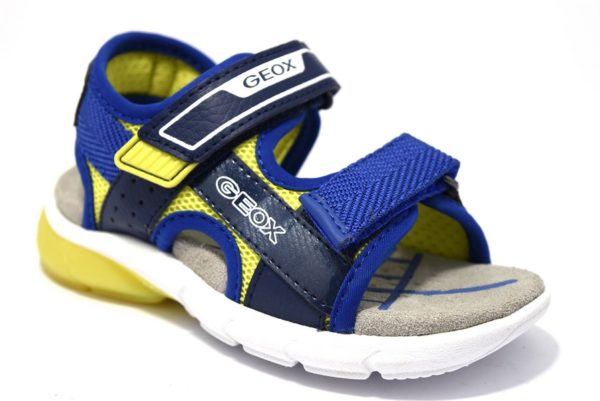 geox j929dc 014bu c0749 navy lime flexyper sandali da bambino regolabili con due strappi con sottopiede in vera pelle