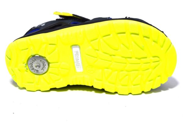 primigi 3397622 avio blu giallo sandali da bambino chiusi a gabbia regolabili con uno strappo