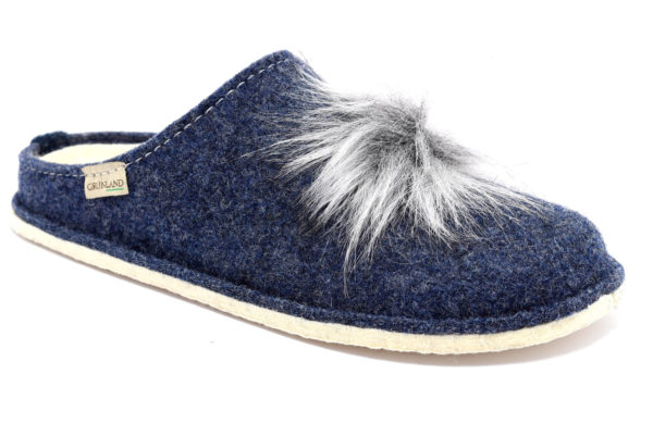 grunland gaur ci2276 44 blu ciabatte pantofole lana cotta da infilare zeppa ciabatte pantofole invernali da donna collezione autunno inverno