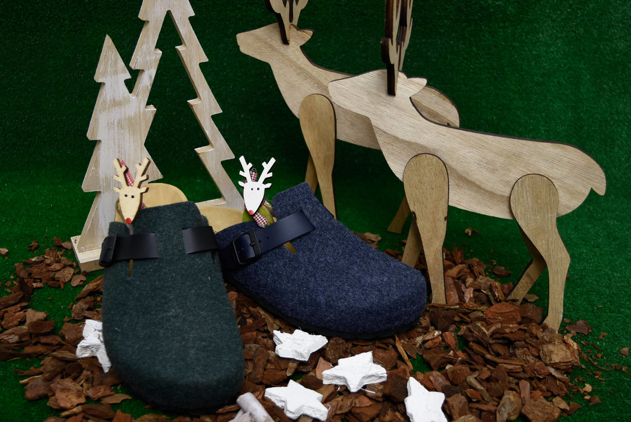 grunland robi cb0185 40 pino blu ciabatte da uomo natalizie pantofole tirolesi calzature tradizionali altoatesine feltro lana cotta idea regalo