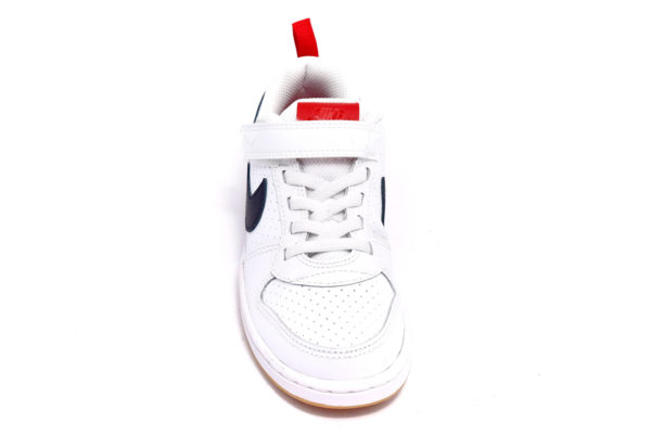 nike 870025 105 court borough low bianco blu scarpe vera pelle strappi sneakers da bambino collezione autunno inverno