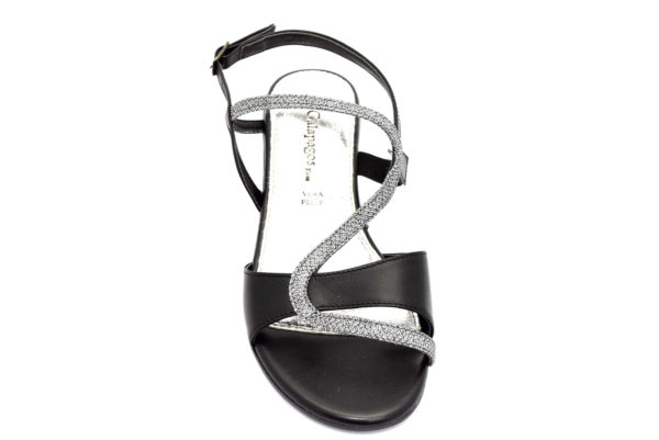 galapagos 12894wl nero piombo scarpe vera pelle fibbia tacco basso sandali estive da donna collezione primavera estate