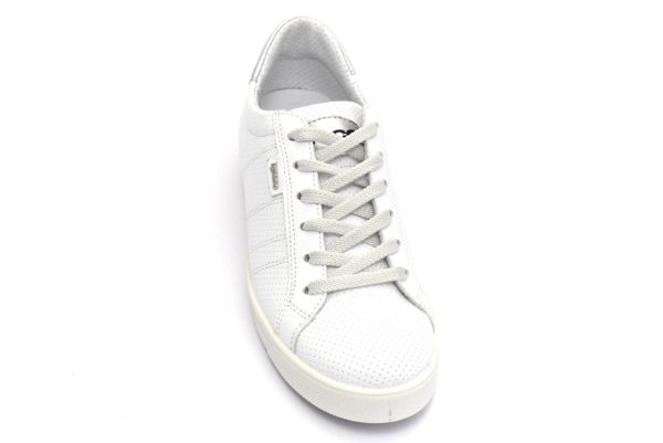 igieco 5154911 bianco scarpe vera pelle lacci zeppa sneakers estive da donna collezione primavera estate