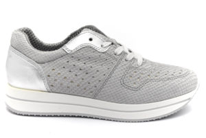 igieco 5164633 ghiaccio grigio scarpe vera pelle lacci zeppa sneakers estive da donna collezione primavera estate