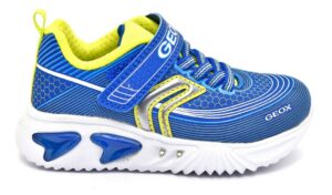 geox j15dza 00011 c4344 royal blu scarpe mesh tessuto strappi luci sneakers estive da bambino collezione primavera estate