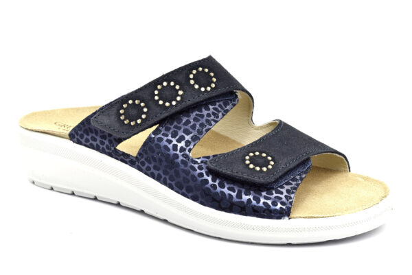 grunland daby ce0746 59 blu ciabatte pantofole vera pelle da infilare zeppa sandali estive da donna collezione primavera estate