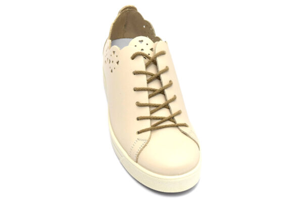 igieco 5155122 beige scarpe vera pelle lacci zeppa sneakers estive da donna collezione primavera estate